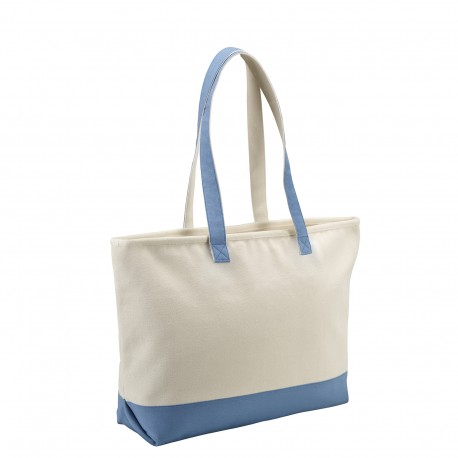 Sac shopping en coton bicolore